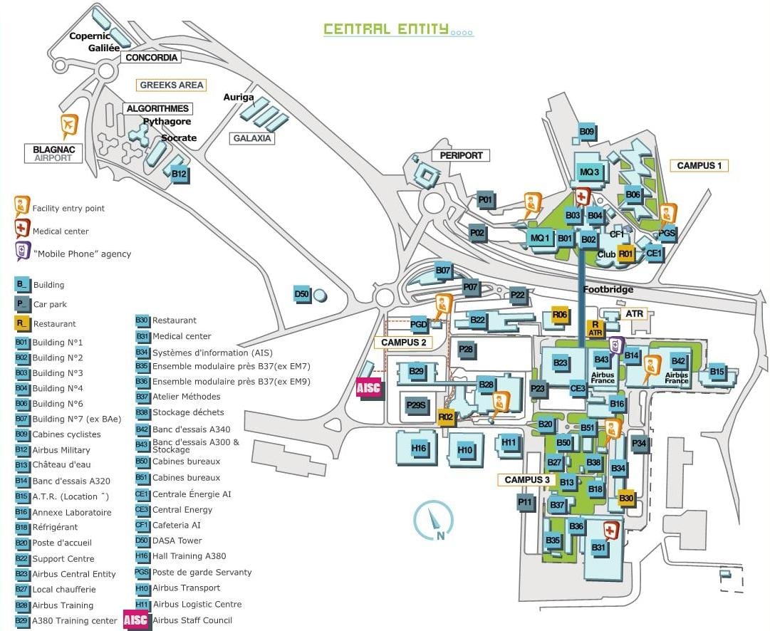 mapa airbus Toulouse