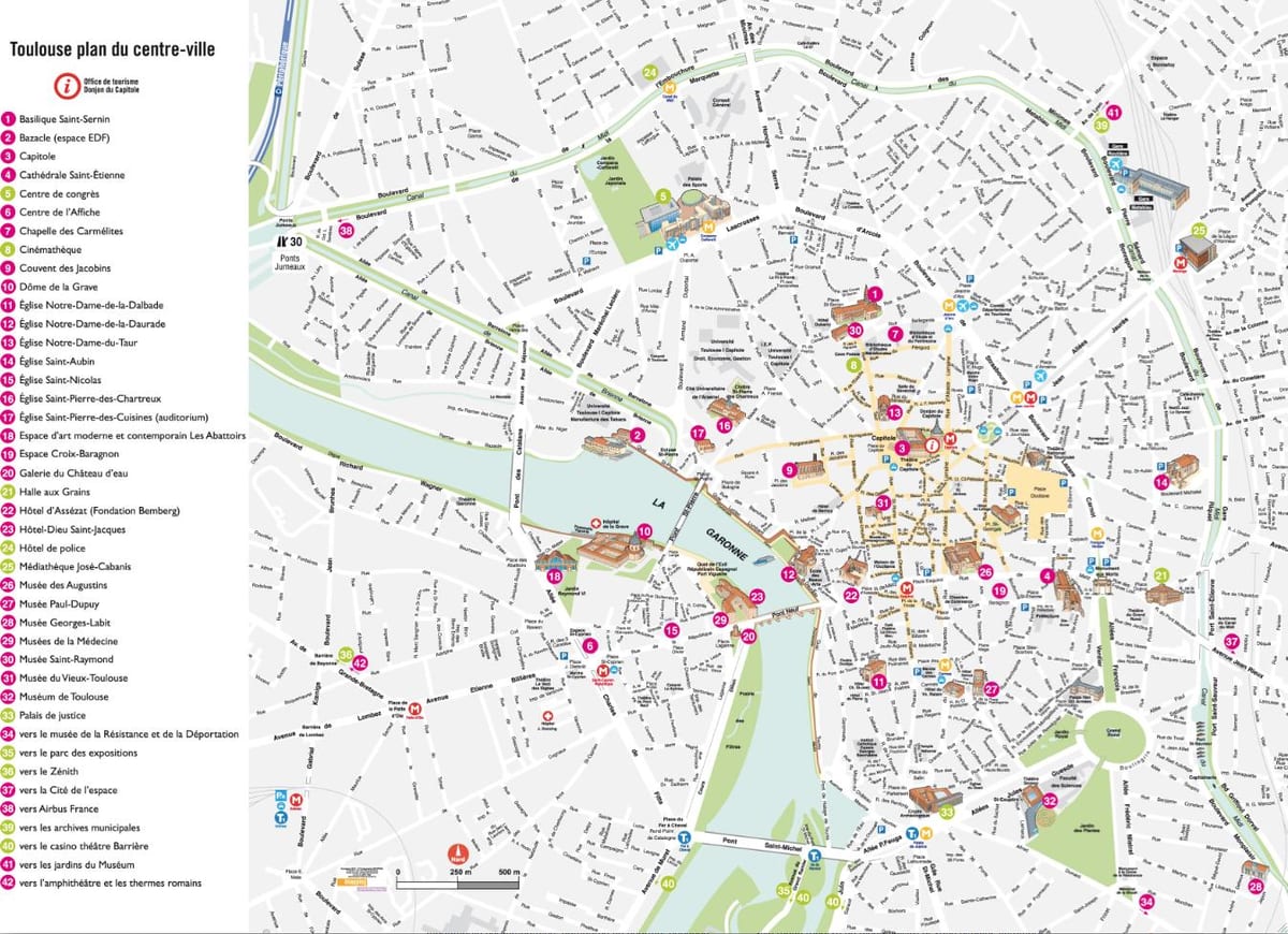 Toulouse cestovného ruchu mapu