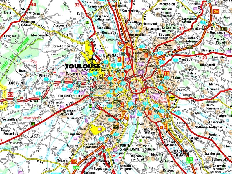 mapu Toulouse cesty