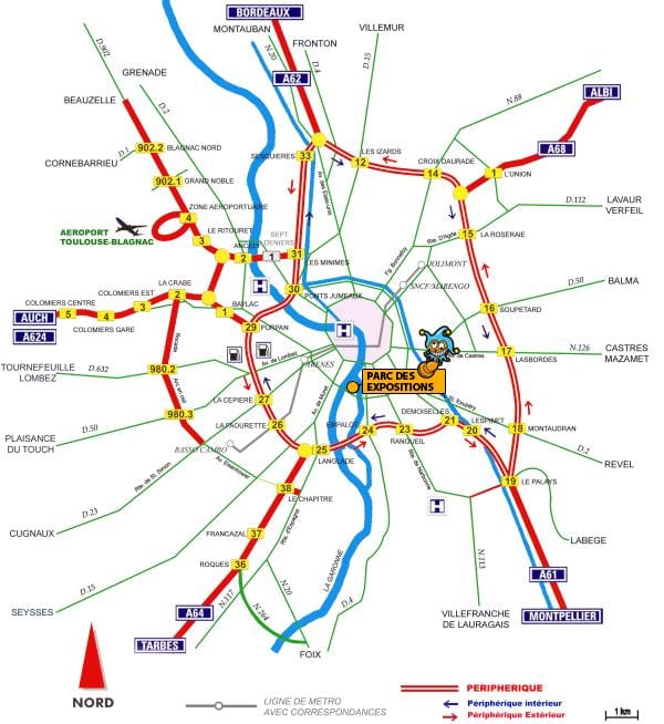 mapu Toulouse diaľnici