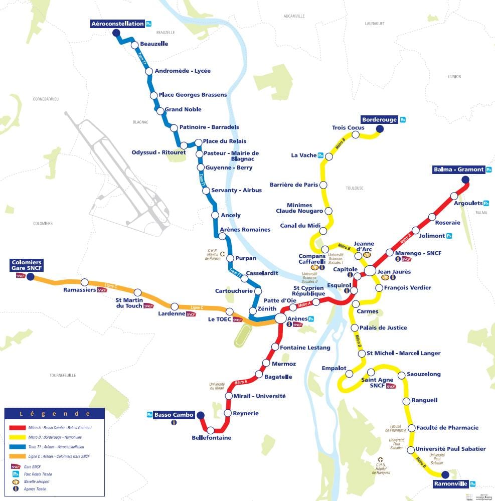 mapu Toulouse električky