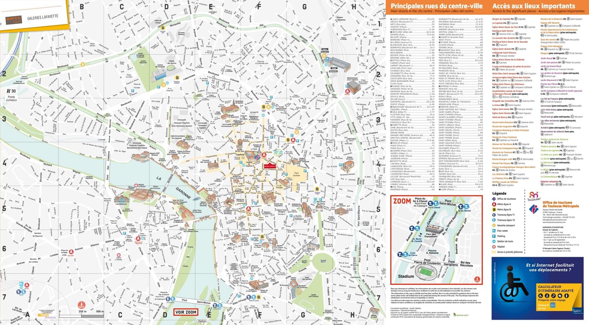 Toulouse pamiatky mapu