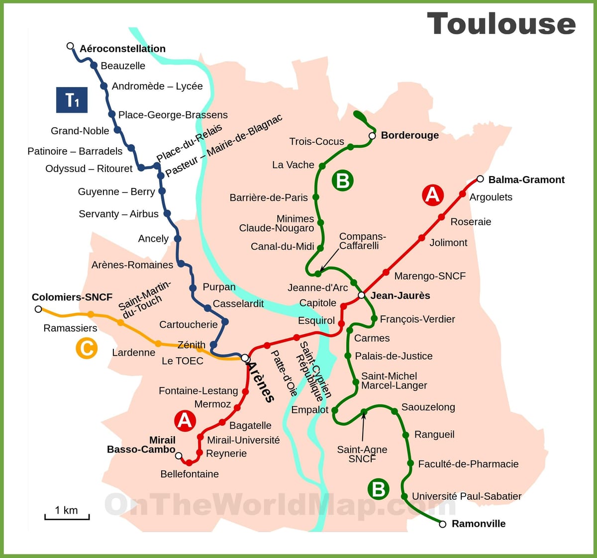 Toulouse podzemné mapu