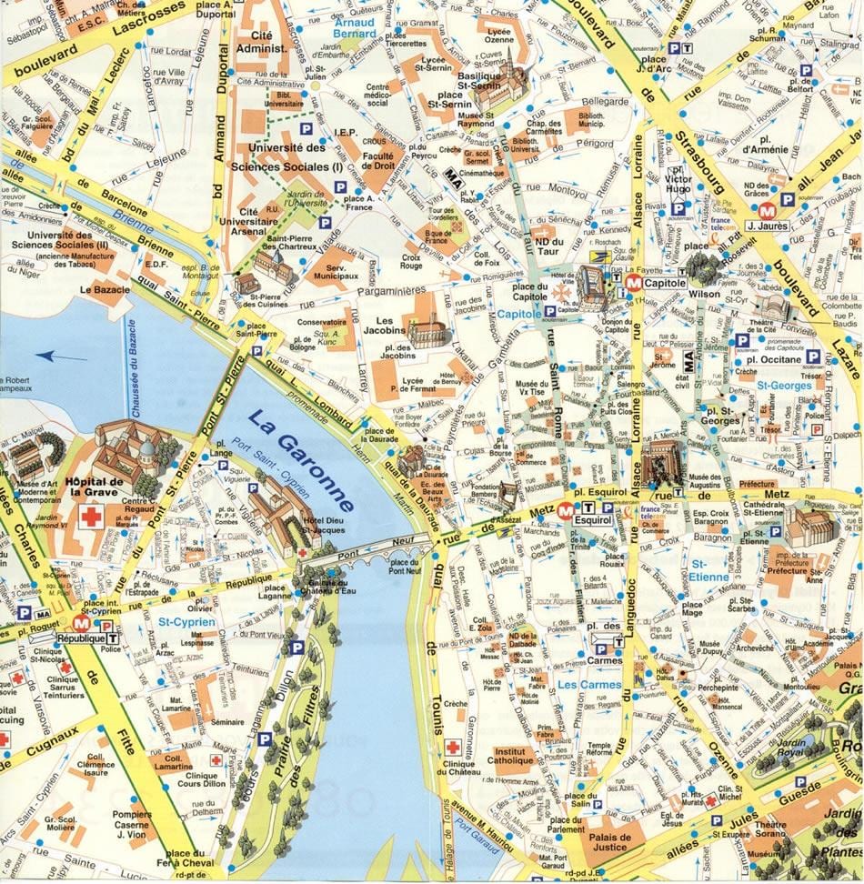 mapa predmestí Toulouse